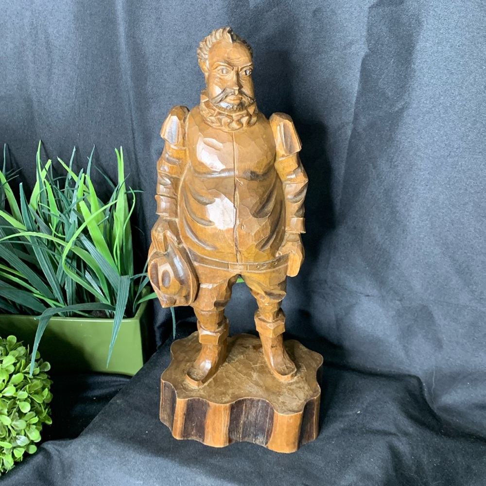 Vintage Don Quixote Sancho Panza 12” hand Carved solid Wood figure